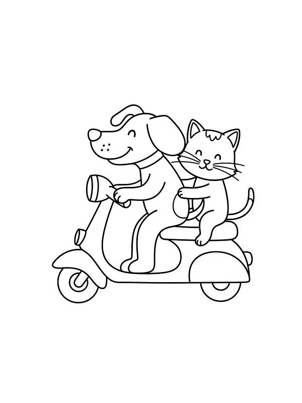 Hund og katt på scooter, underkategori