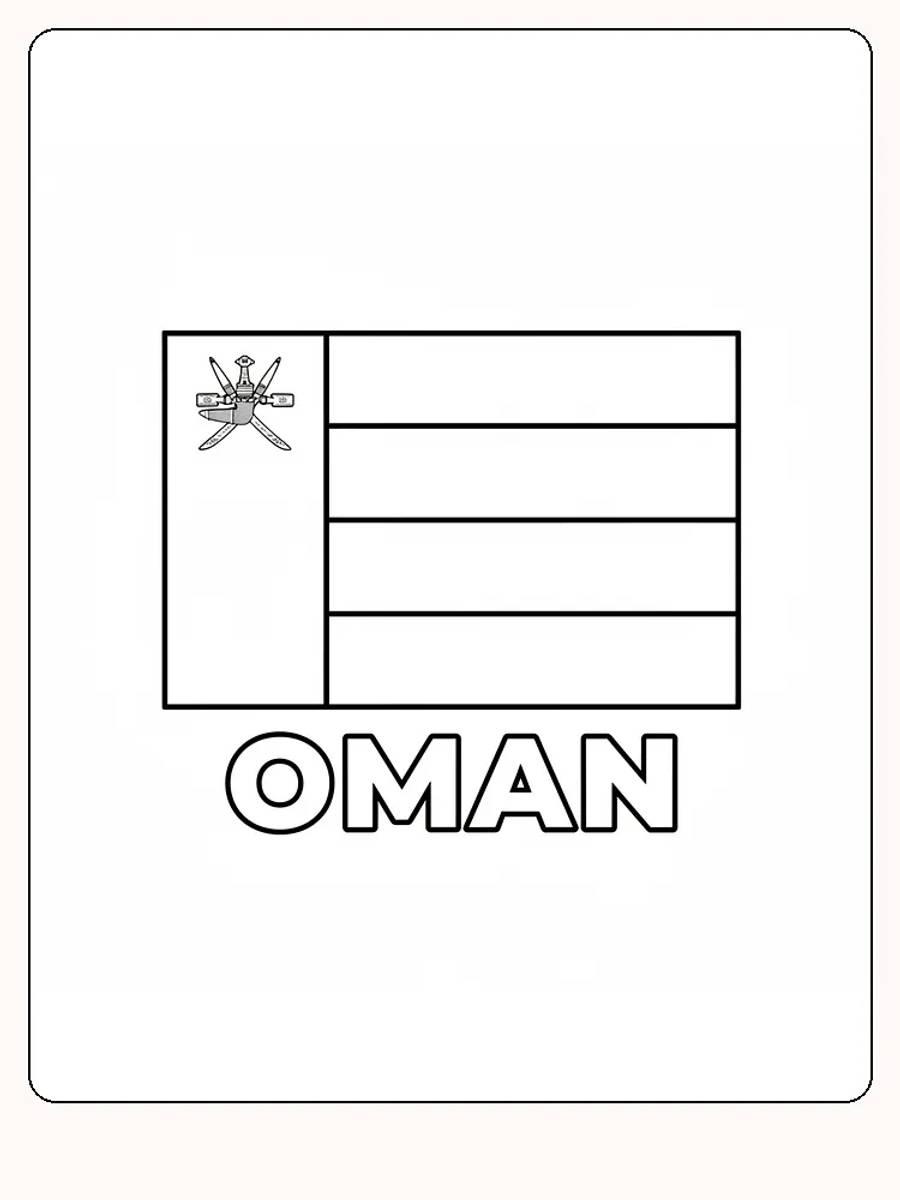 Omans flagga med röd, vit och grön mönster, redo för måla.