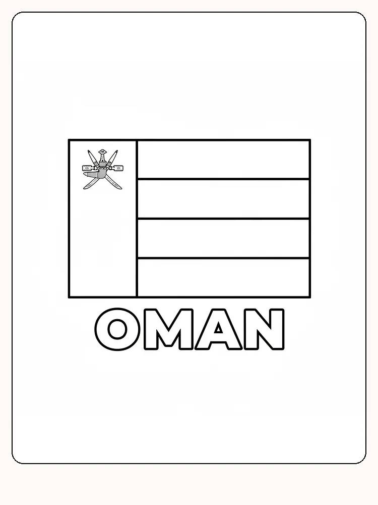 Omans flagga med röd, vit och grön mönster, redo för måla.