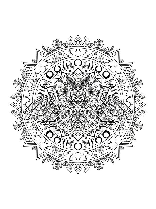 Detaljert mandala med sommerfugl