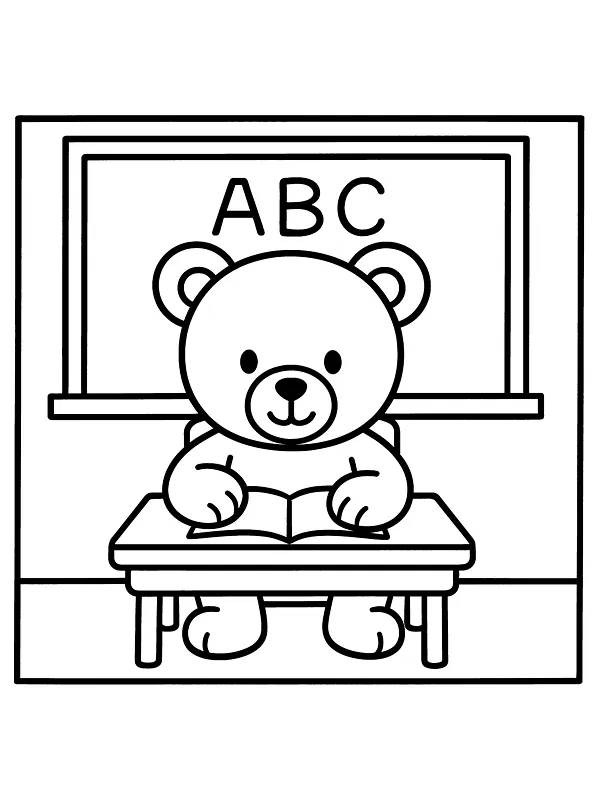 Bär im Klassenzimmer mit ABC