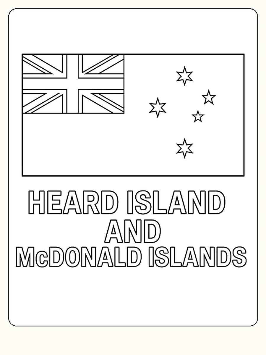 Flagge der Heard- und McDonald-Inseln mit Union Jack und Sternen, bereit zum Ausmalen