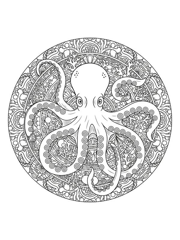 Blekksprut i mandala