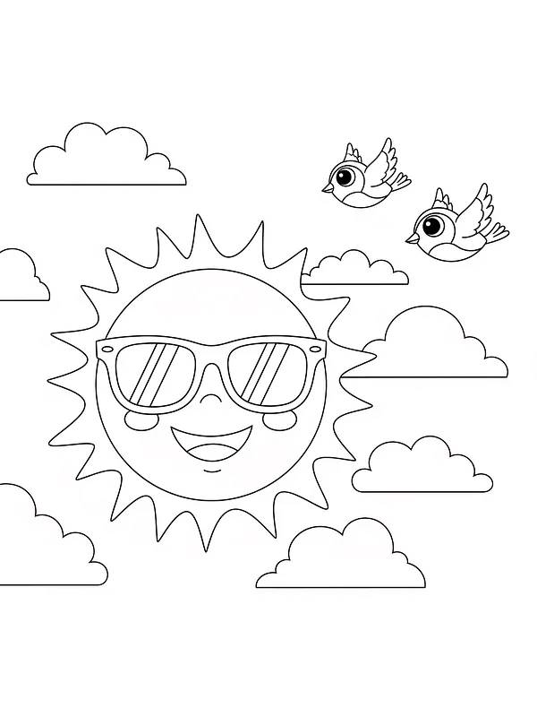 Sol med solbriller og to fugler, underkategori