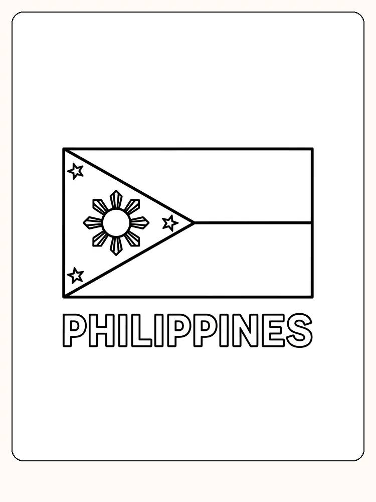 Das Flagge der Philippinen mit Sonne und Sternen, bereit zum Ausmalen.