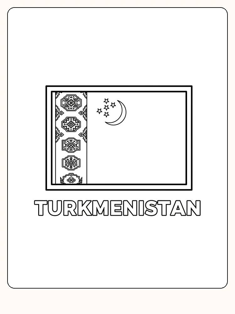 Turkmenistans flagga med grönt mönster, redo för måla