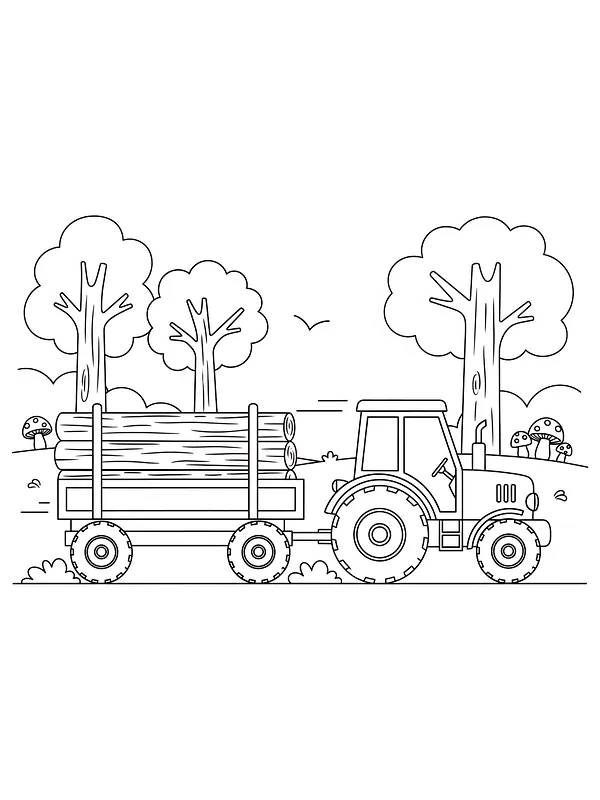 Traktor med tømmer i skog, underkategori