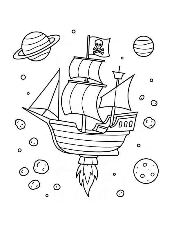 Piratskepp i rymden med planeter, underkategori