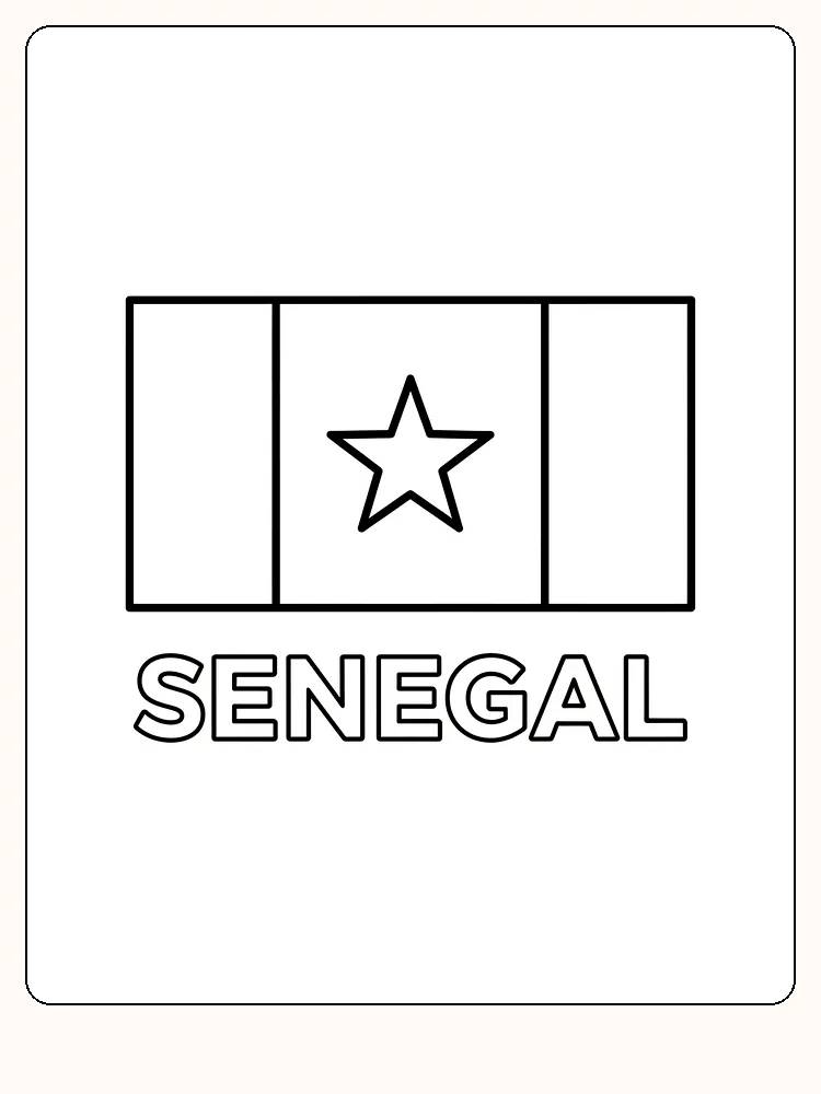 Senegals flagga med gröna, gula och röda vertikala ränder och en stjärna.