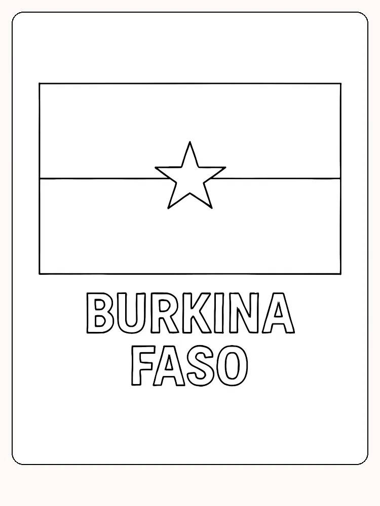 Das Flagge von Burkina Faso mit Rot, Grün und einem Stern, bereit zum Ausmalen.