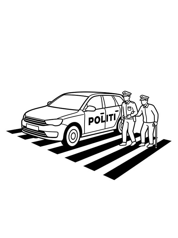 Politibil på gangfelt