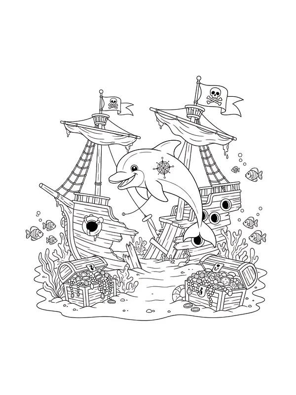 Delfin med piratskib