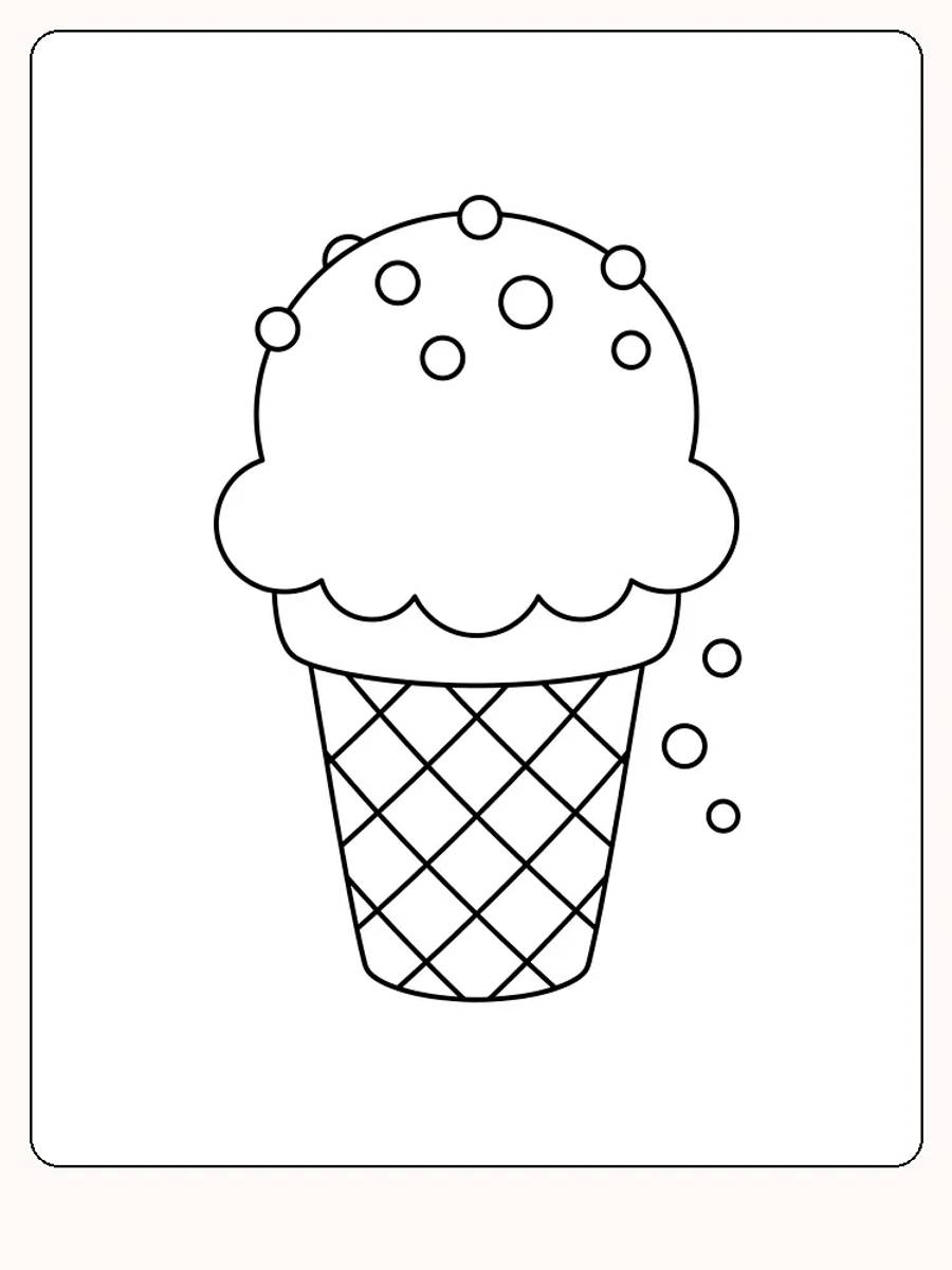 Eiscreme in der Waffeltüte mit einer großen Eiskugel, die von runden Streuseln bedeckt ist, und drei Streuseln, die rechts auf weißem Hintergrund herunterfallen