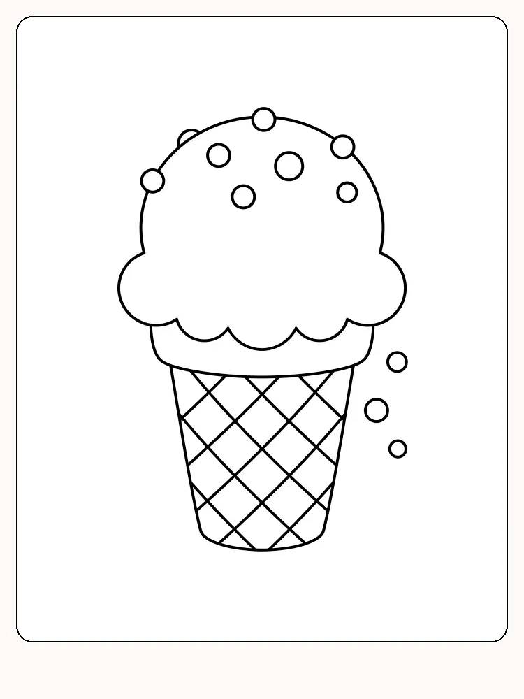 Eiscreme in der Waffeltüte mit einer großen Eiskugel, die von runden Streuseln bedeckt ist, und drei Streuseln, die rechts auf weißem Hintergrund herunterfallen