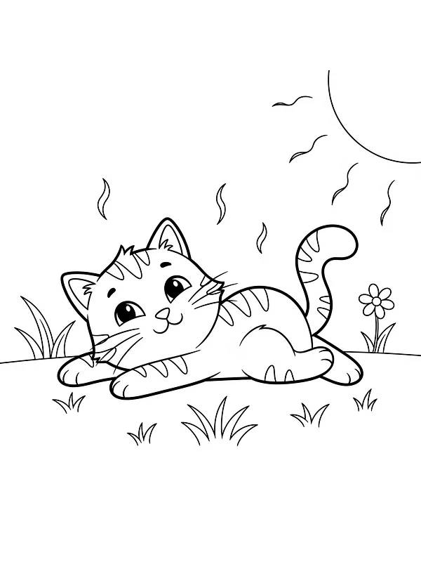 Katt ligger på gresset, underkategori