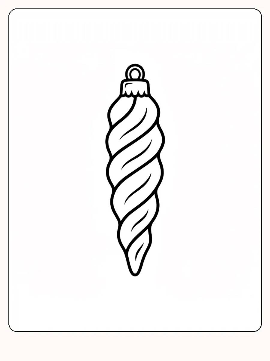 Fargeleggingstegning av spiralformet juleornament, klar for utskrift