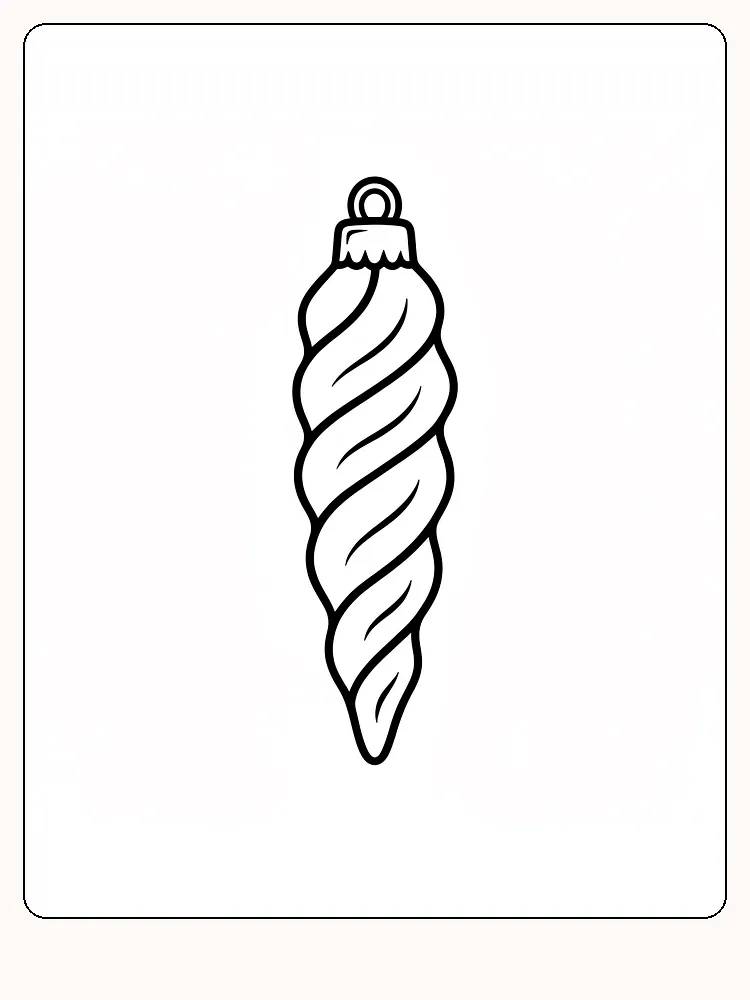 Fargeleggingstegning av spiralformet juleornament, klar for utskrift