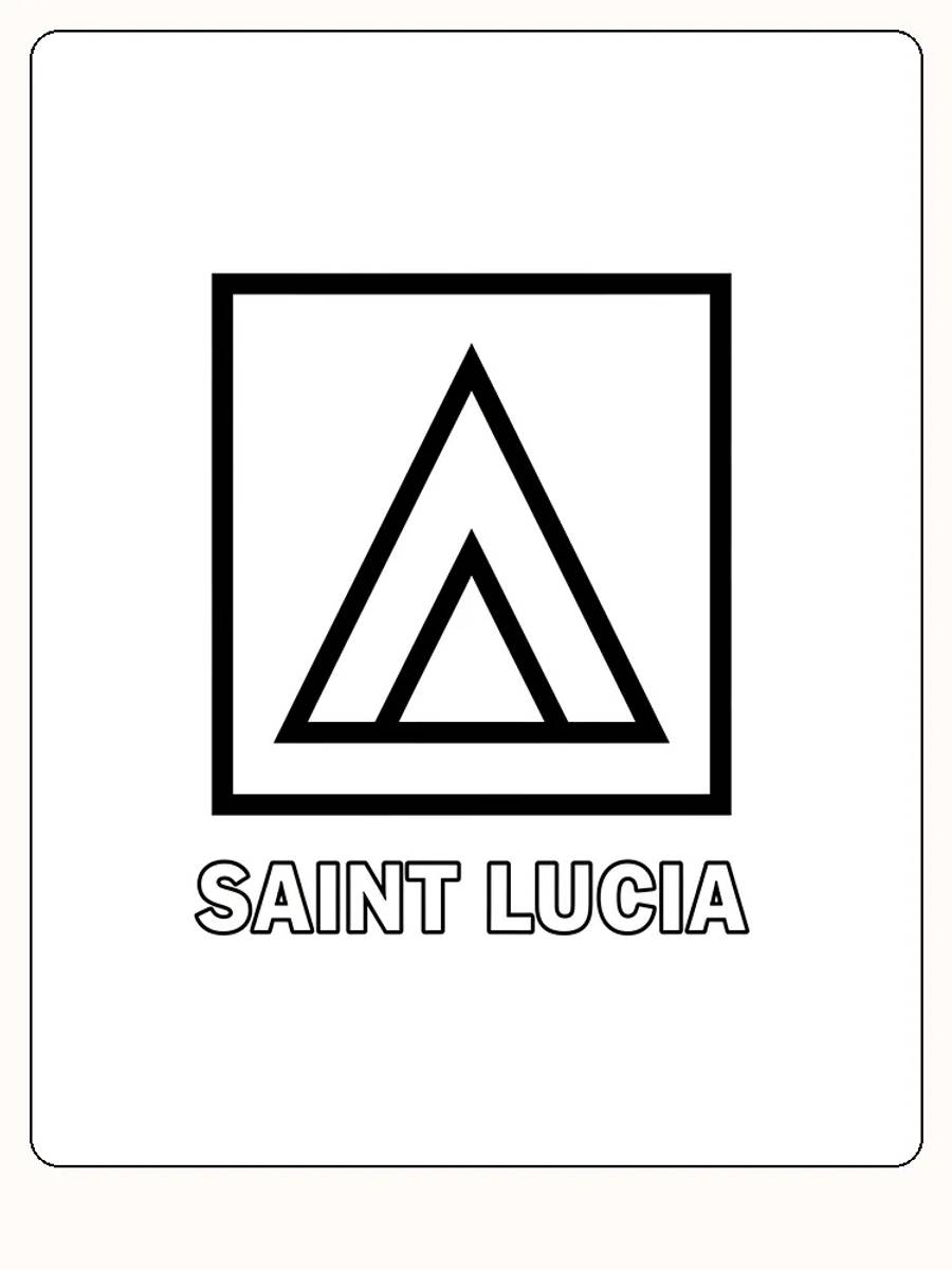 Das Flagge von Saint Lucia mit Dreieckdesign, bereit zum Ausmalen.