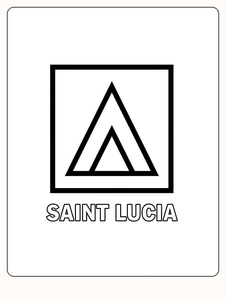 Das Flagge von Saint Lucia mit Dreieckdesign, bereit zum Ausmalen.