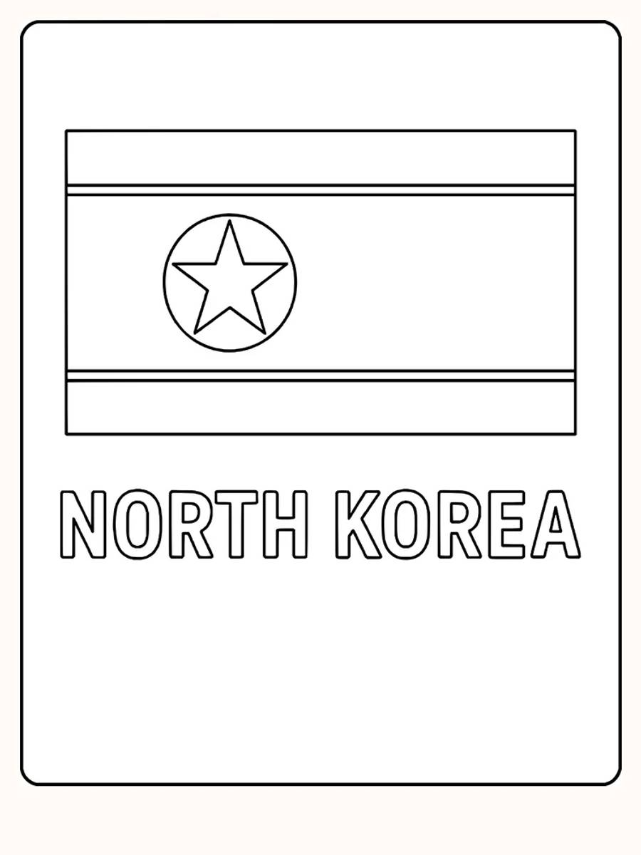Nordkoreas flagga med ränder och en stjärna i en cirkel, redo att målas