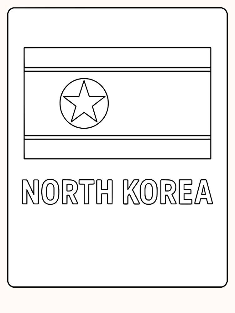 Nordkoreas flagga med ränder och en stjärna i en cirkel, redo att målas