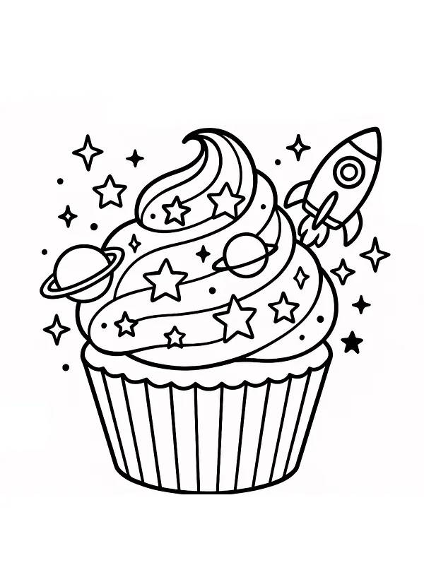 Cupcake med romfartstema