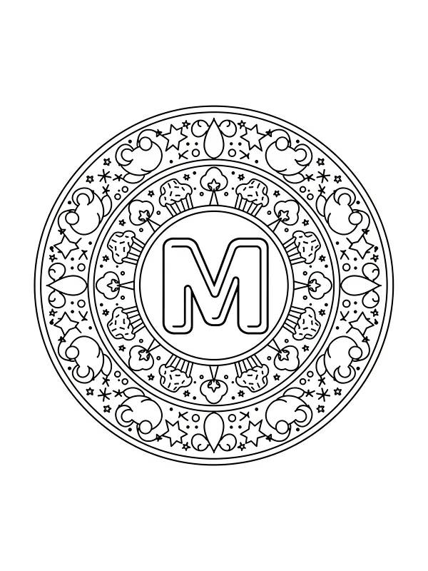 Mandala med bokstaven M, underkategori