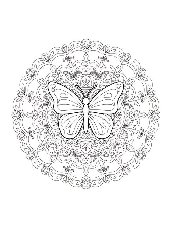 Sommerfugl i mandala-mønster