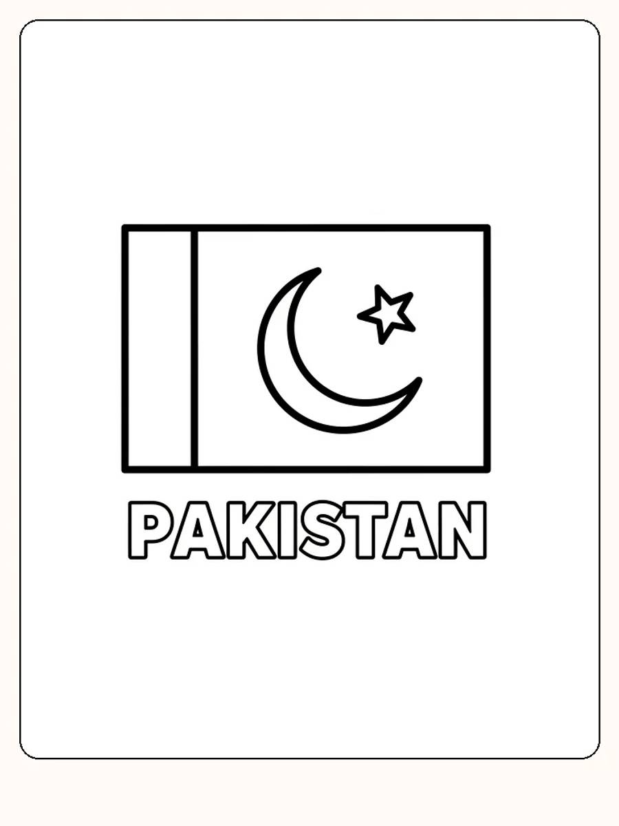 Pakistans flagga med grön bakgrund, halvmåne och stjärna, redo för måla