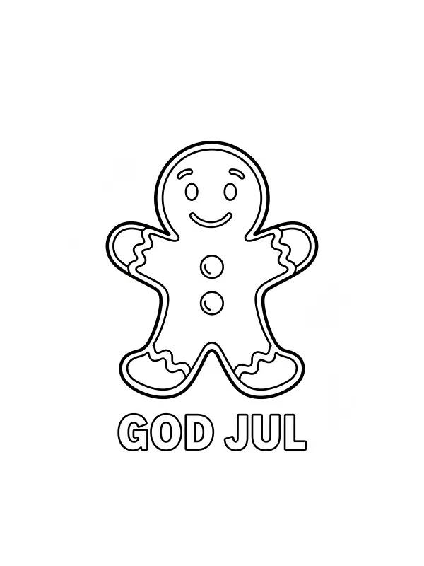 Pepperkakefigur med teksten 'God Jul', underkategori
