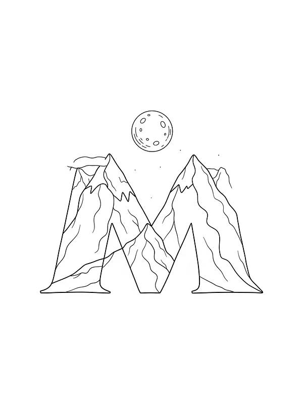 Bokstav M med fjellmotiv, underkategori