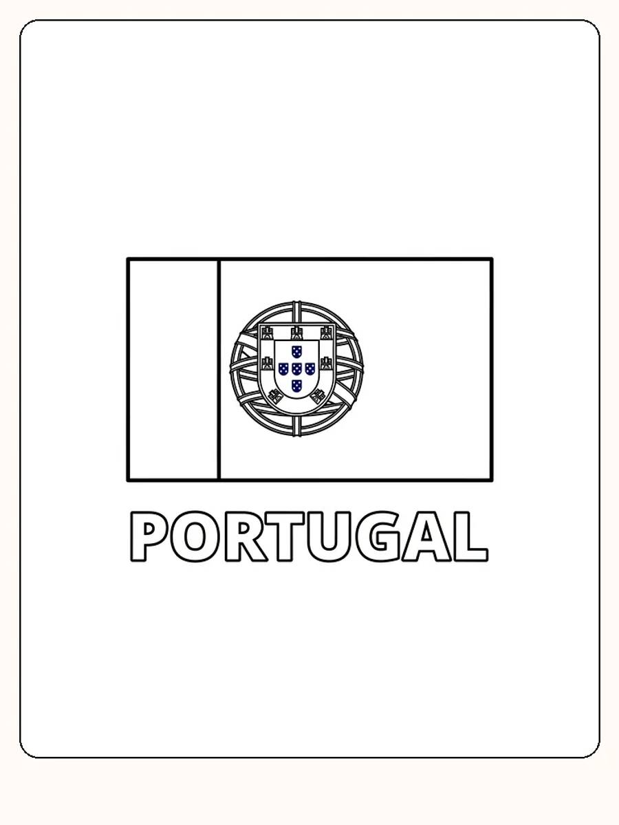 Deutsch:
Die Flagge Portugals in Grün und Rot mit Wappen, bereit zum Ausmalen.