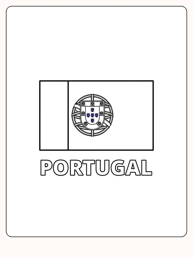 Deutsch:
Die Flagge Portugals in Grün und Rot mit Wappen, bereit zum Ausmalen.