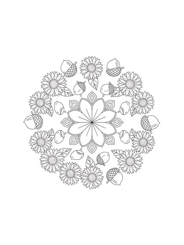 Mandala med blomster og nøtter, underkategori