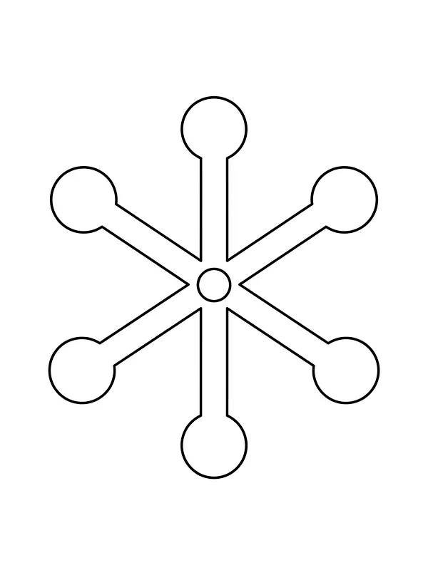 Flocon de neige à six bras et cercles ronds