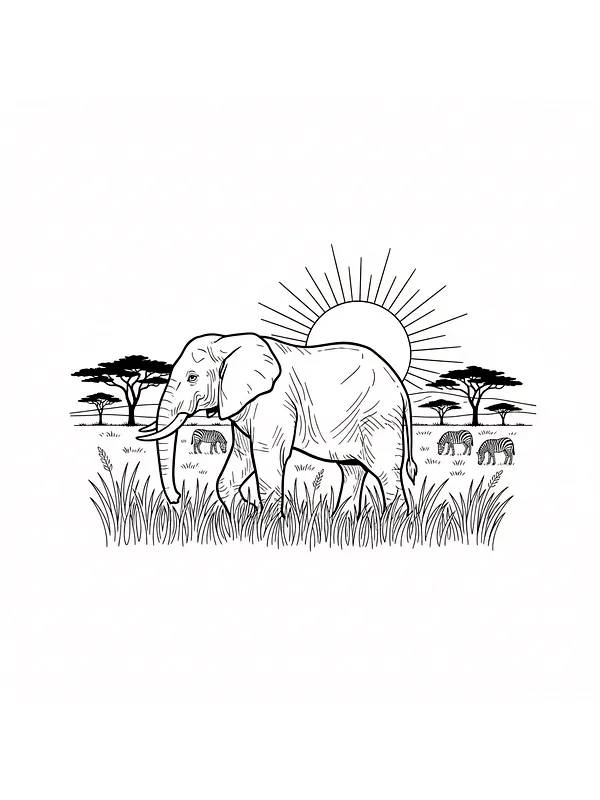 Elefant på savannen, underkategori