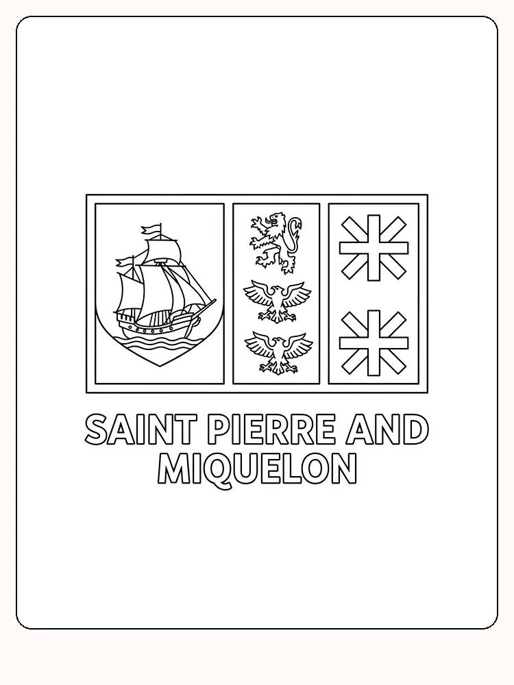 Das Flagge von Saint Pierre und Miquelon mit Details und Symbolen, bereit zum Ausmalen.