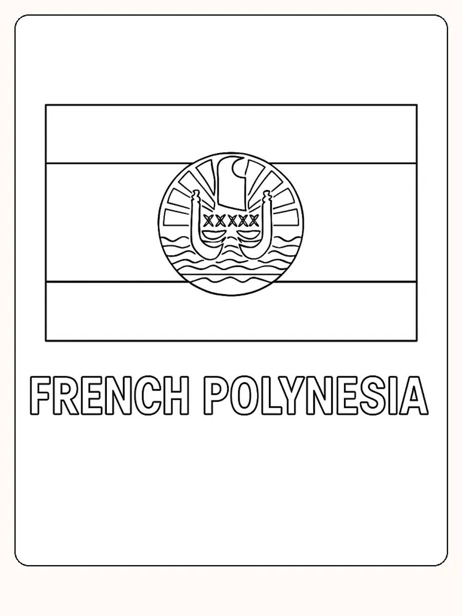 Franska Polynesiens flagga med röda och vita ränder och en symbol, redo att målas