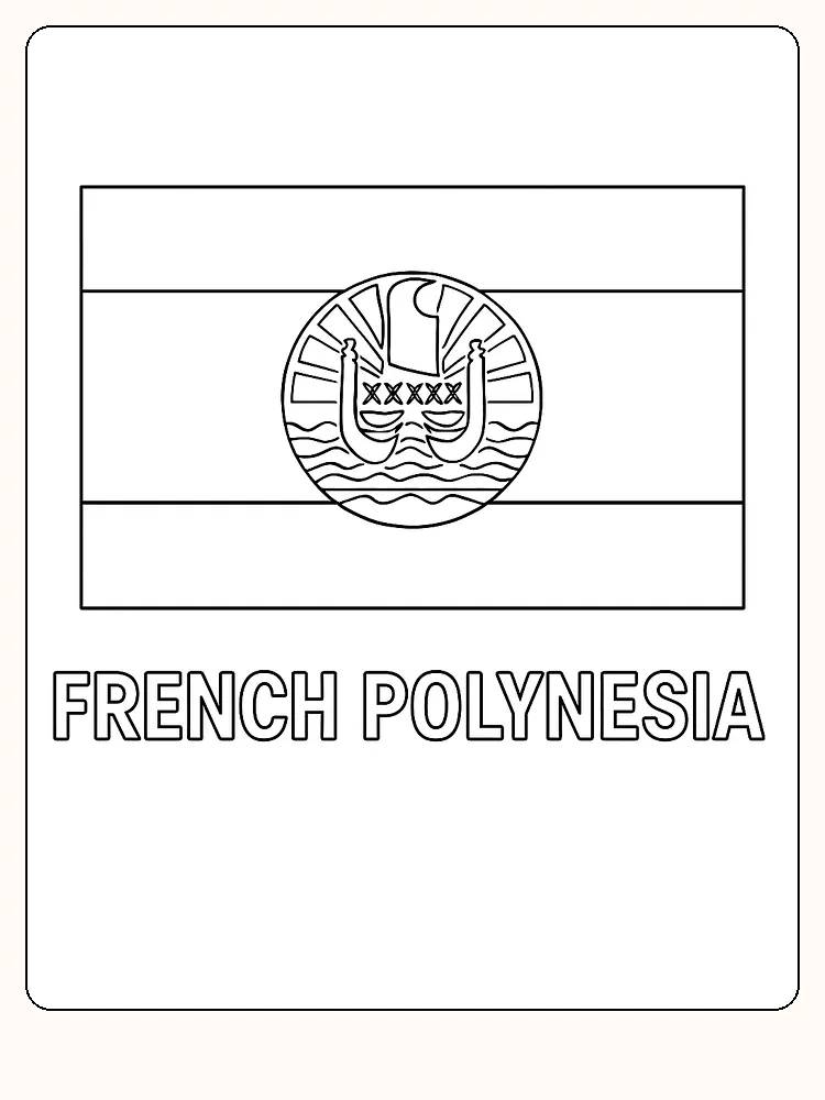 Franska Polynesiens flagga med röda och vita ränder och en symbol, redo att målas