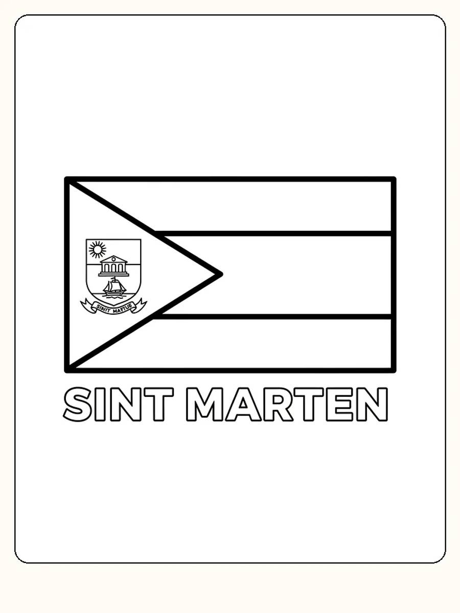 Das Flagge von Sint Maarten mit rotem, weißem und blauem Design, bereit zum Ausmalen.