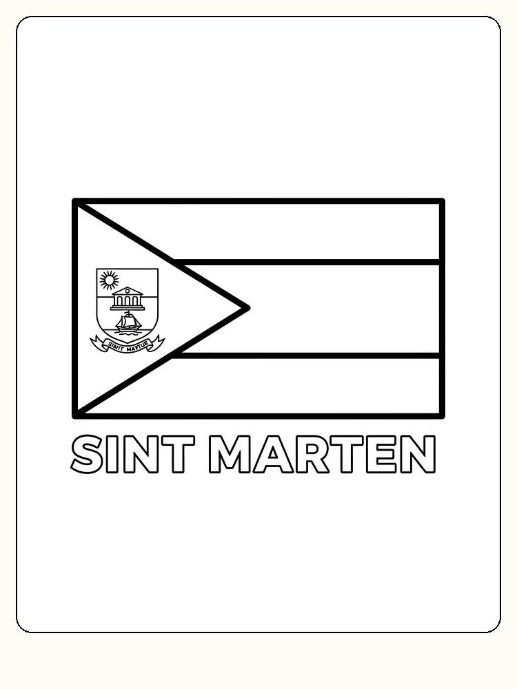 Das Flagge von Sint Maarten mit rotem, weißem und blauem Design, bereit zum Ausmalen.