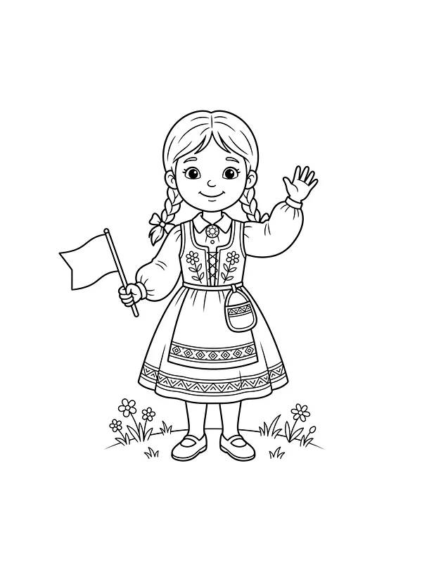 Fête nationale : fille en costume traditionnel qui salue le 17 mai