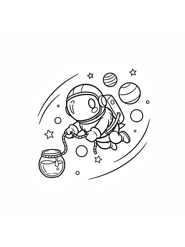 Astronaut i rommet med planeter
