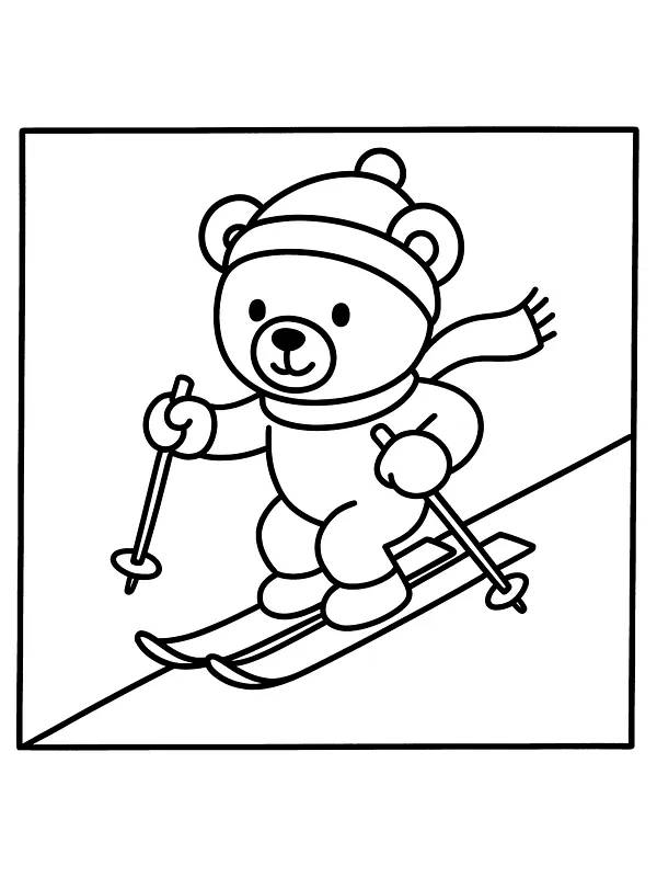 Bär auf Skiern