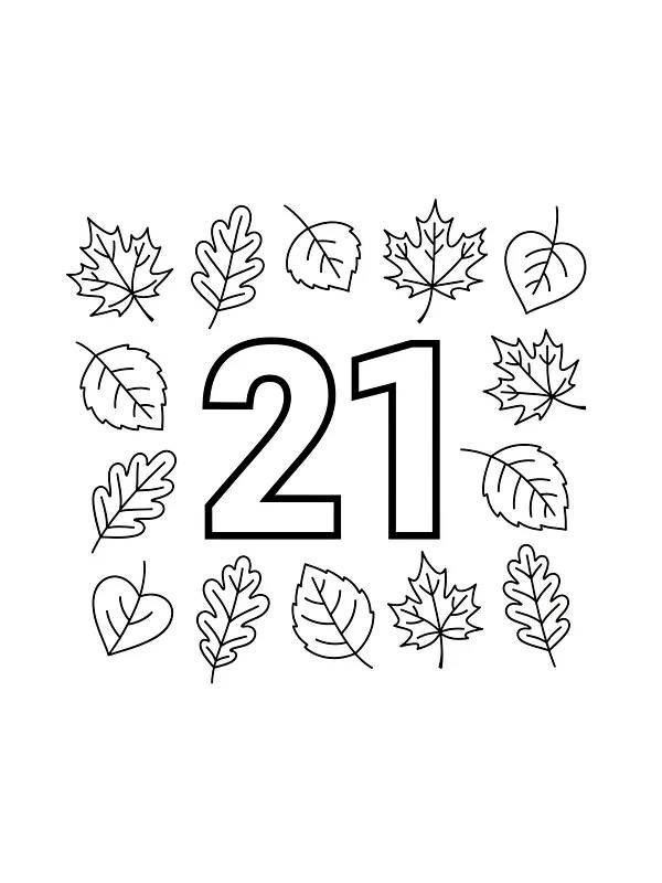 Nummer 21 umgeben von Herbstblättern, Unterkategorie