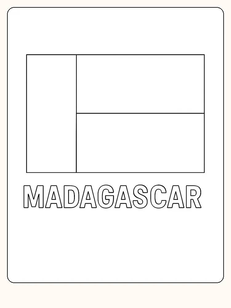 Madagaskars flagga med röd, vit och grön färg, redo för måla