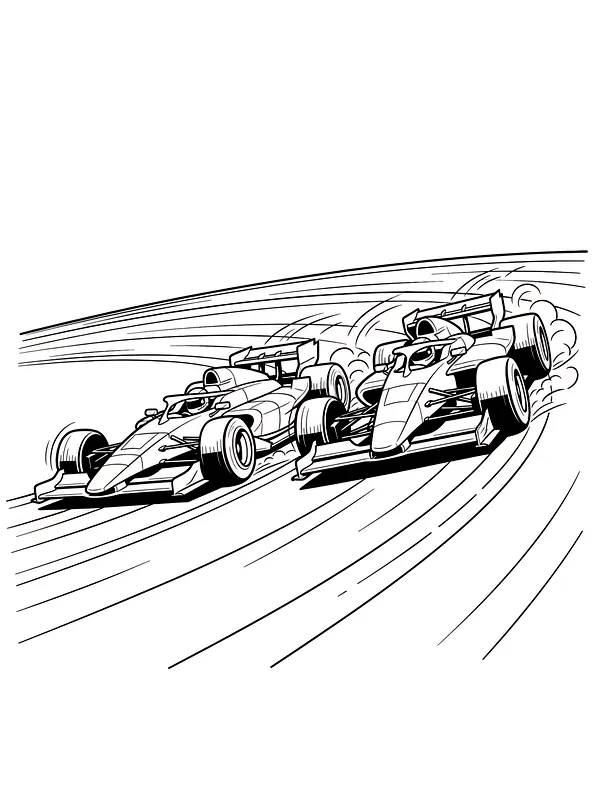 To racerbiler i sving