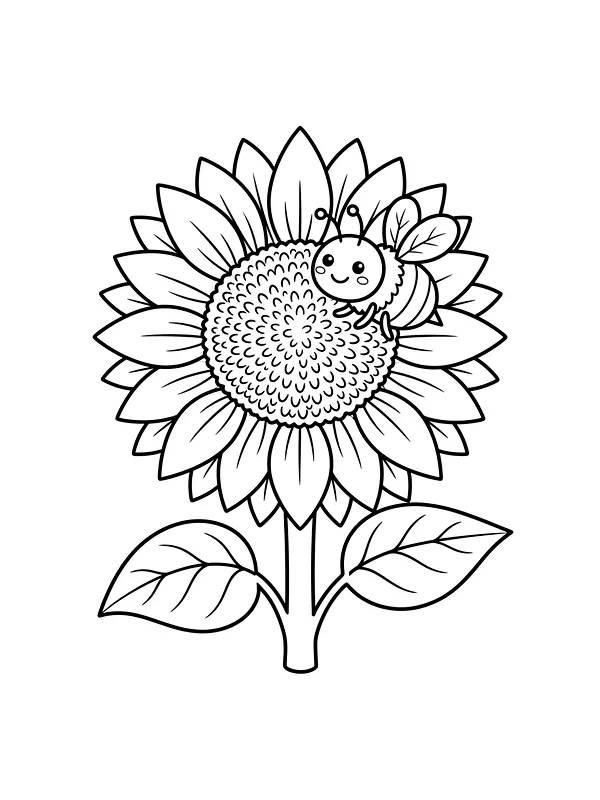 Smilende bie på en stor solsikkeblomst