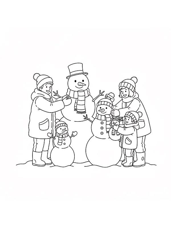 Familie bygger snømenn, underkategori