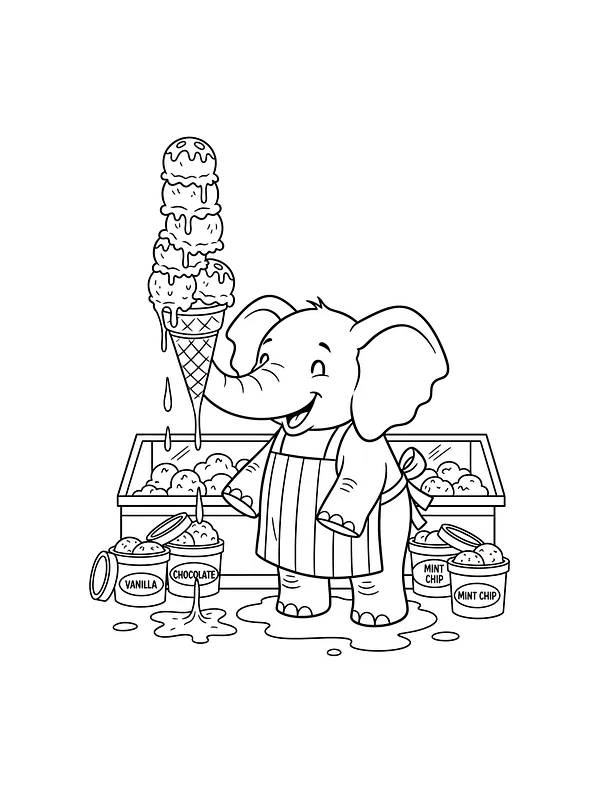 Elefant med stor iskremkjeks, underkategori